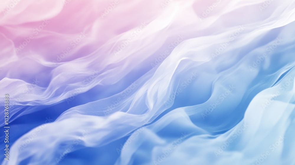 Obraz premium Soft Pastel Blue and Pink Fabric Drapes Gently