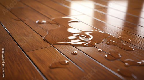 Water on laminate floor, wet laminate surface