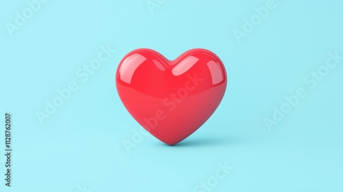 Wallpaper Mural Bright red heart shape resting against a soft blue background creates a cheerful and vibrant display of affection and love. Torontodigital.ca