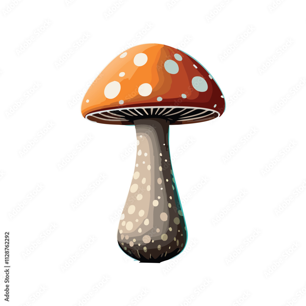 Stylized Orange Mushroom Vector Illustration - Toadstool Art Design