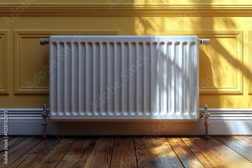 Wallpaper Mural White metal radiator attached to a wall in an empty minimalist room. Torontodigital.ca