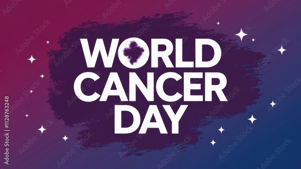 Obraz premium Typography Template for World Cancer Day with Health Promo Ribbon Illustration World Cancer Day Health Promo Label and Awareness Ribbon Typography Design