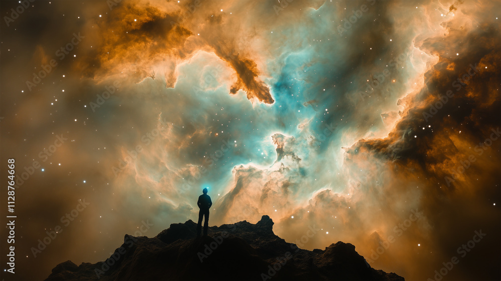 星雲を見上げる地上のシルエット 星雲を見上げる地上のシルエット