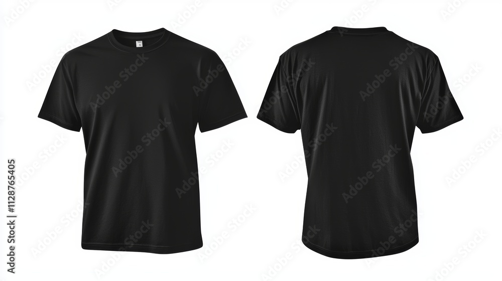 Isolated Blank Black Front and Back T-Shirt Template For Mock-Up Graphic Isolated Blank Black Front and Back T-Shirt Template For Mock-Up Graphic