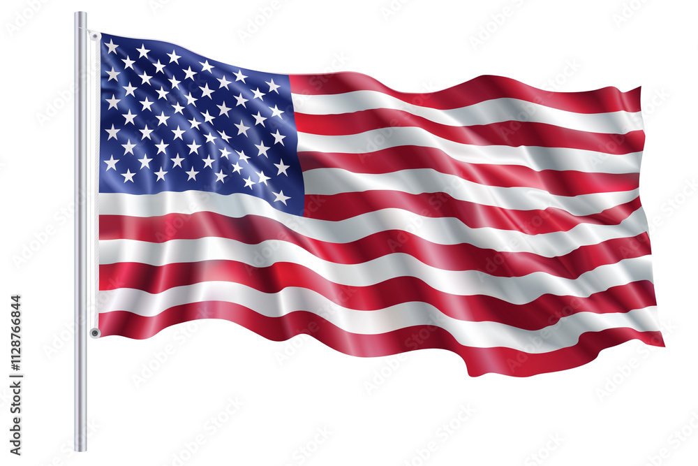 American flag with white background, nothing else. American flag with white background, nothing else.