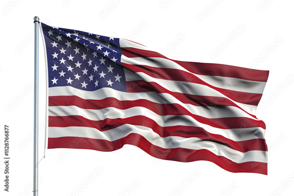 Fototapeta premium American flag with white background, nothing else.