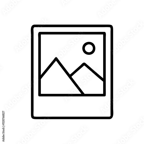 polaroid photo icon, national retro day line art, retro icon - simple black line art icon of polaroid photo , for national retro day celebrations. retro vector art.