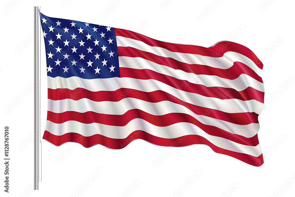 Fototapeta premium American flag with white background, nothing else.