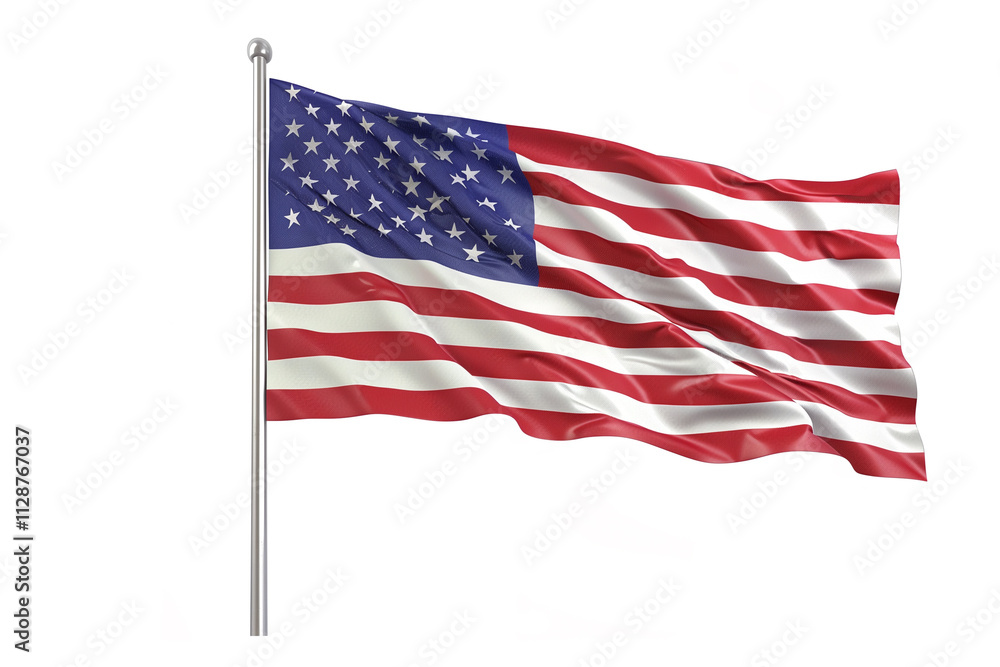 Obraz premium American flag with white background, nothing else.