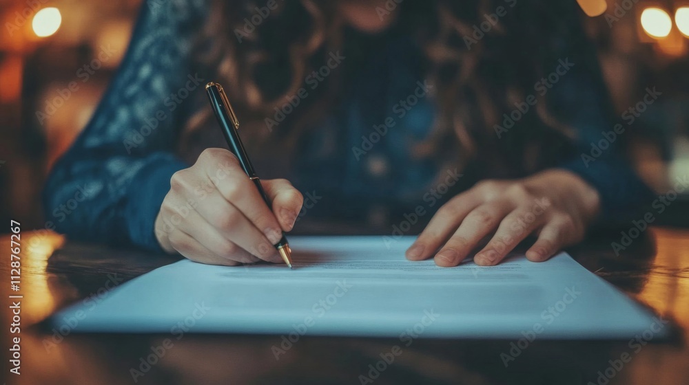 Close-up of a Person's Hand Signing a Document with a Pen Close-up of a Person's Hand Signing a Document with a Pen