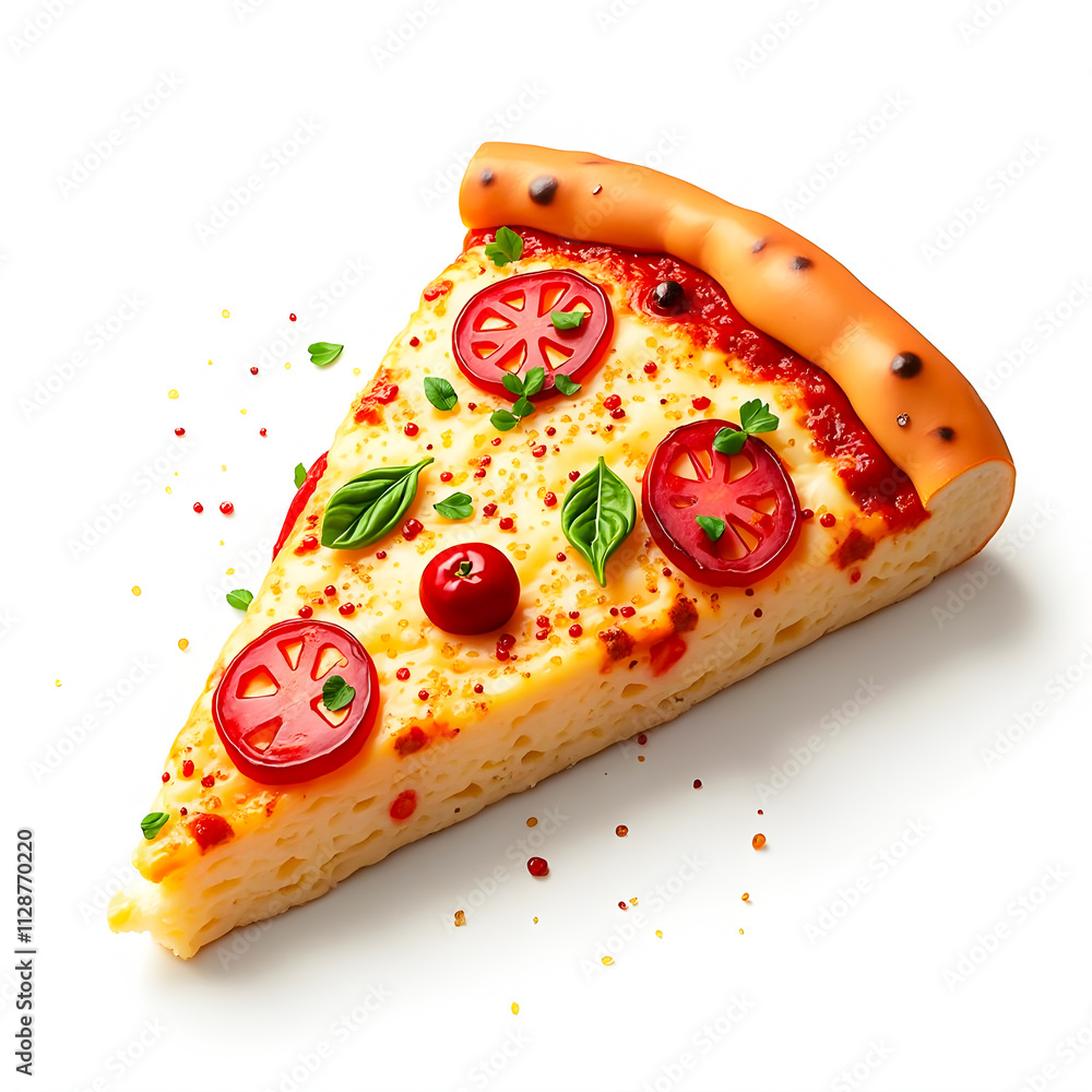 Delicious Slice of Margherita Pizza with Basil Delicious Slice of Margherita Pizza with Basil