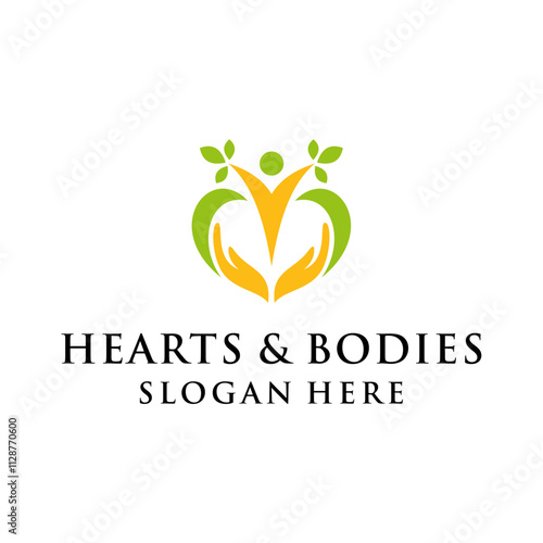 hearts and bodies logo concept for health balance