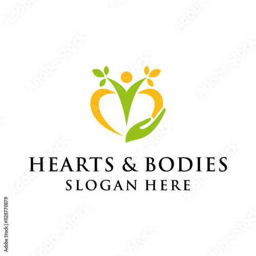 hearts and bodies logo concept for health balance