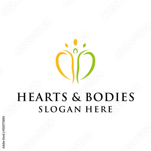 hearts and bodies logo concept for health balance