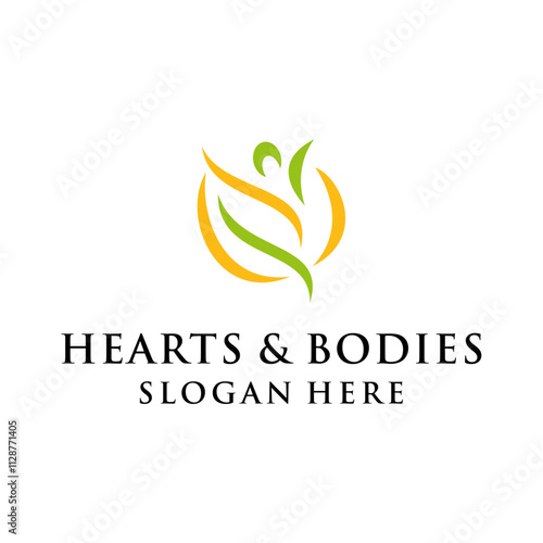 hearts and bodies logo concept for health balance