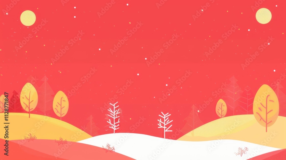 New Year's theme against a red background New Year's theme against a red background