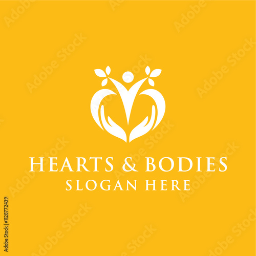 hearts and bodies logo concept for health balance