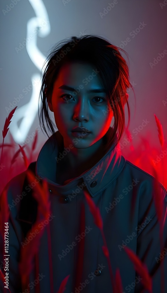 Stylized Portrait with Red Lighting and Cinematic Mood Stylized Portrait with Red Lighting and Cinematic Mood