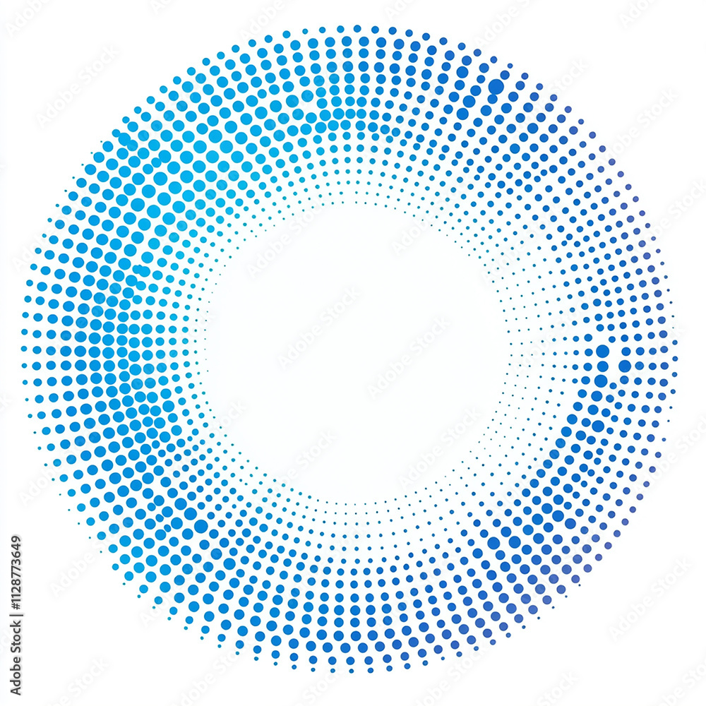 A blue circle composed of dots, a vector logo on a white background A blue circle composed of dots, a vector logo on a white background