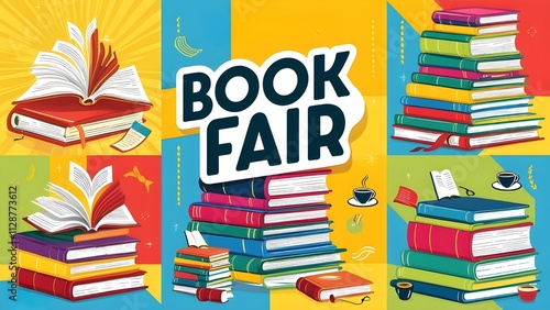 vibrant and eye-catching poster for a Book Fair