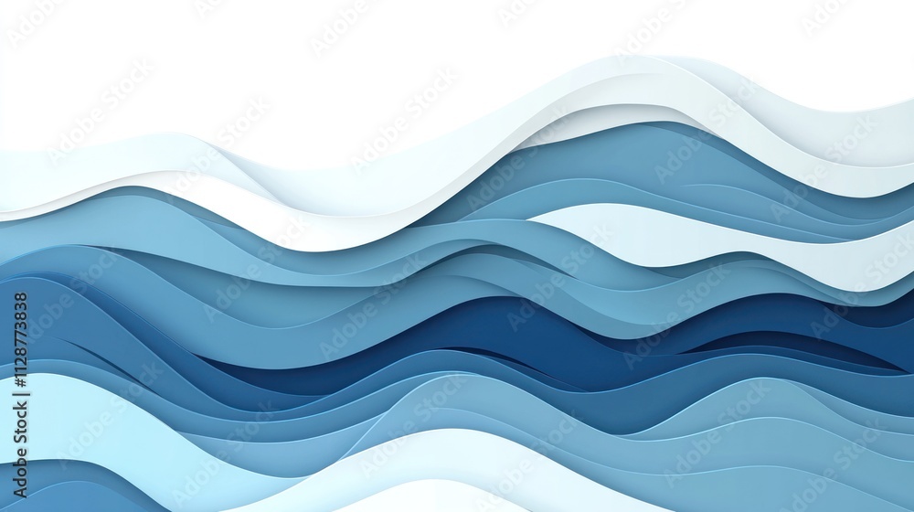 Fototapeta premium Abstract Blue Wave Layers Design Background