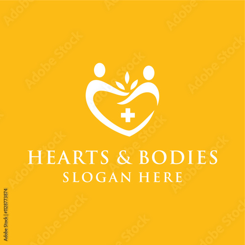 hearts and bodies logo concept for health balance