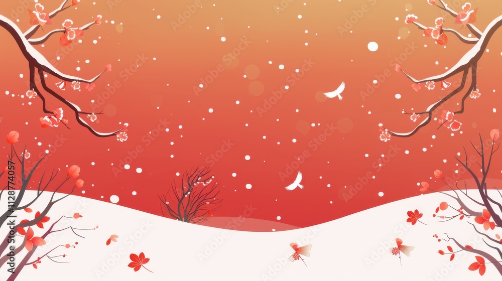 New Year's theme against a red background New Year's theme against a red background