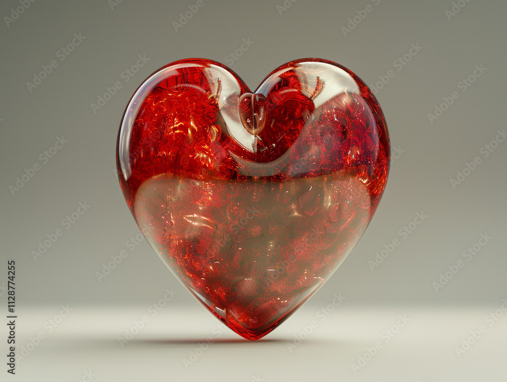 Glowing 3D Heart with Deep Red Hue Glowing 3D Heart with Deep Red Hue