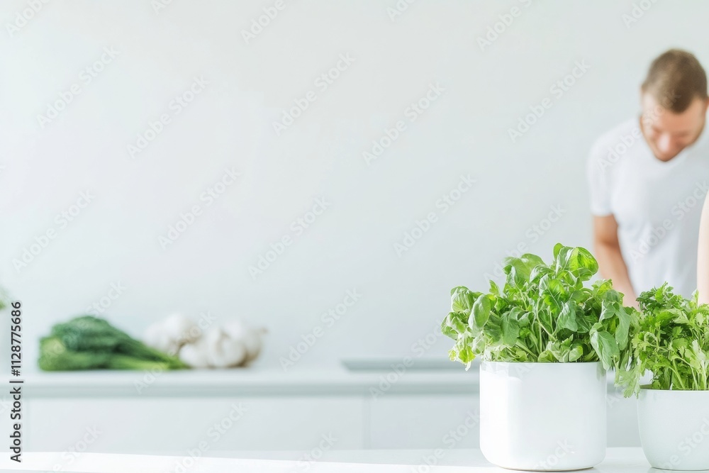 Modern Family Cooking Together in Bright Kitchen with Fresh Vegetables Modern Family Cooking Together in Bright Kitchen with Fresh Vegetables