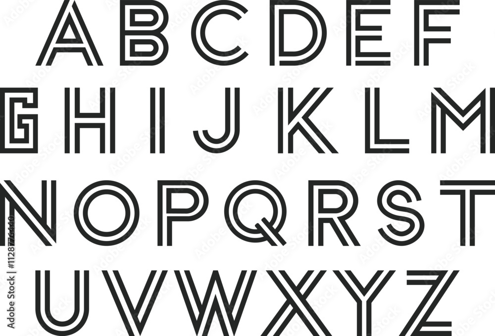 a set alphabet letters vector with a black-and-white background. a set alphabet letters vector with a black-and-white background.