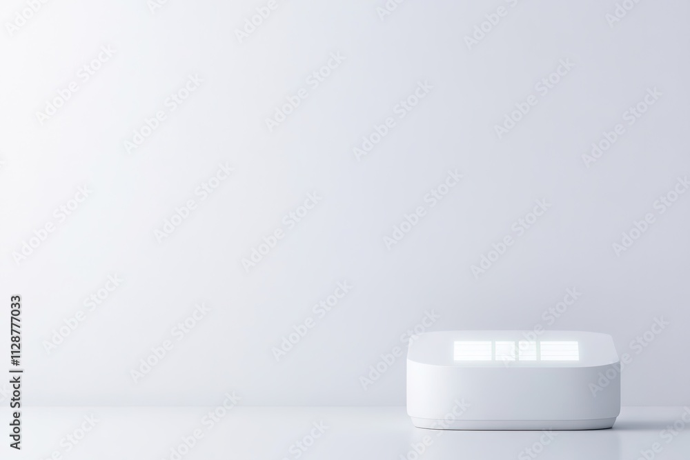 modern smart home energy meter with glowing interface resting on clean white background modern smart home energy meter with glowing interface resting on clean white background