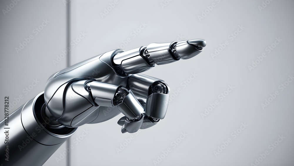 Futuristic Robot Hand Pointing with Metallic Precision Futuristic Robot Hand Pointing with Metallic Precision