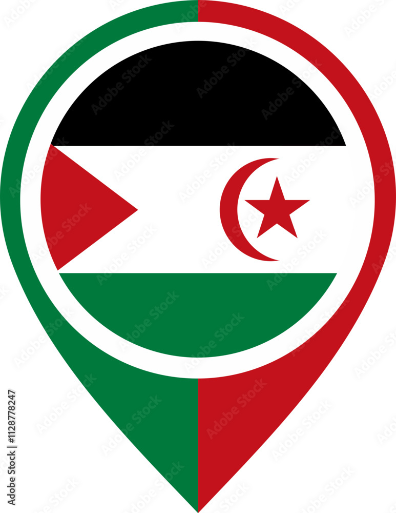 Fototapeta premium Map Icon Inside Sahrawi Arab Democratic Republic Flag