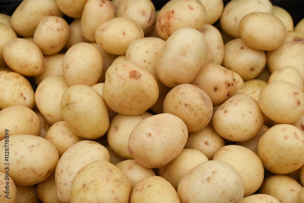 Clean washed fresh potatoes background Clean washed fresh potatoes background