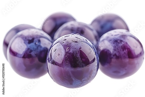 Set of Purple or Blue Grapes Isolated on White photo