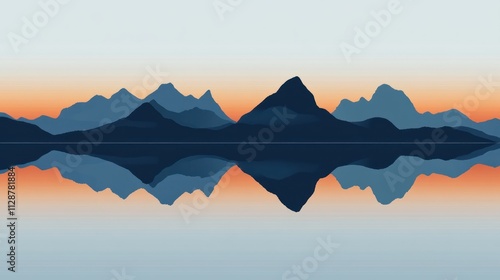 Serene Mountain Range Reflected in Still Water at Sunset