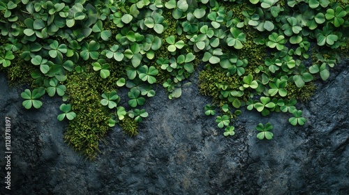 Lush Moss and Clover Composition on a Natural Stone Background