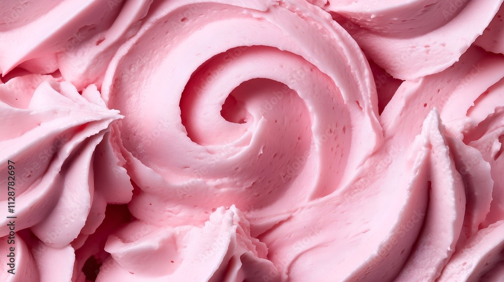 Fluffy Pink Buttercream Frosting with Swirled Texture Close-Up Fluffy Pink Buttercream Frosting with Swirled Texture Close-Up