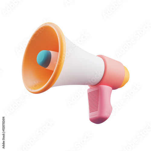 Wallpaper Mural 3D icon of white pink orange megaphone for announcements isolated on transparent background Torontodigital.ca