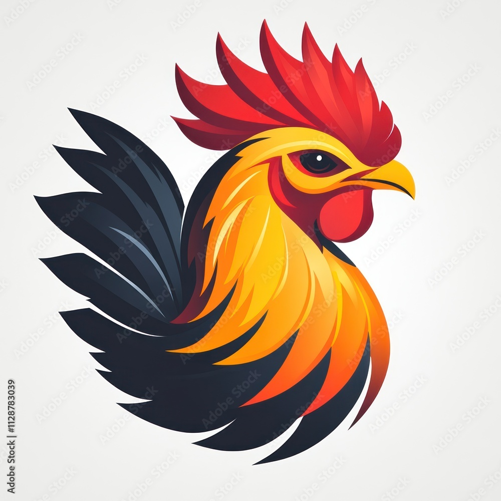 Fiery rooster head illustration. Fiery rooster head illustration.