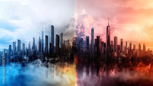 Futuristic Sustainable Metropolis Skyline Powered by Renewable Energy