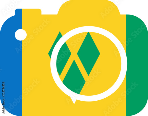 Saint Vincent & The Grenadines Flag On Camra Icon photo