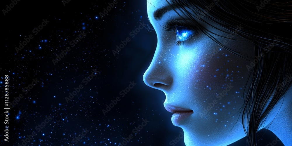 Futuristic Woman Face AI Galaxy Digital Art Sci Fi Portrait Futuristic Woman Face AI Galaxy Digital Art Sci Fi Portrait