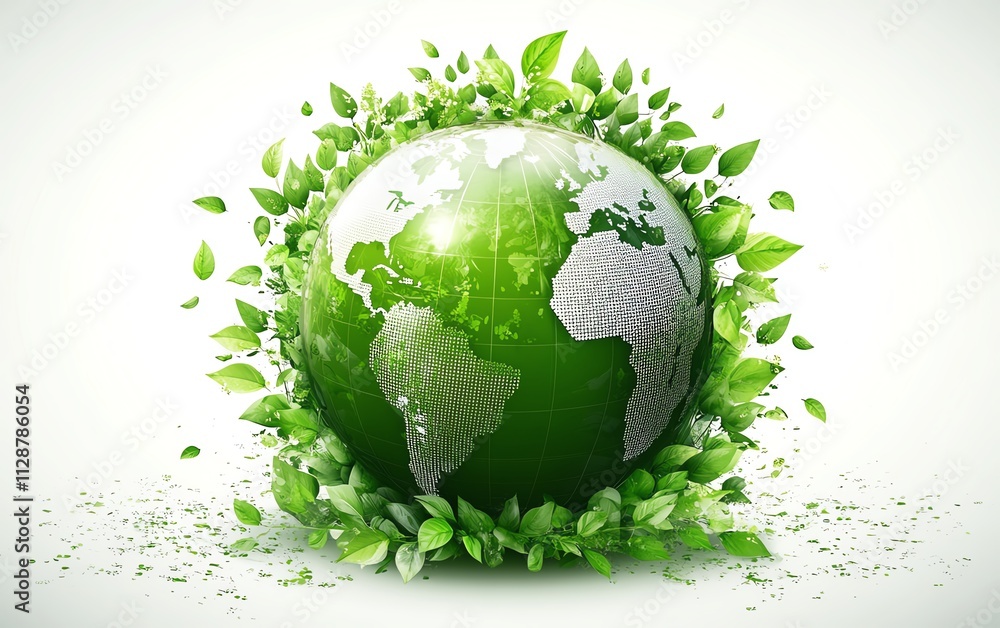 Green nature globe with netzero, CO2 reduction, and circular economy icons, highlighting sustainable technology and governance for ecofriendly businesses Green nature globe with netzero, CO2 reduction, and circular economy icons, highlighting sustainable technology and governance for ecofriendly businesses