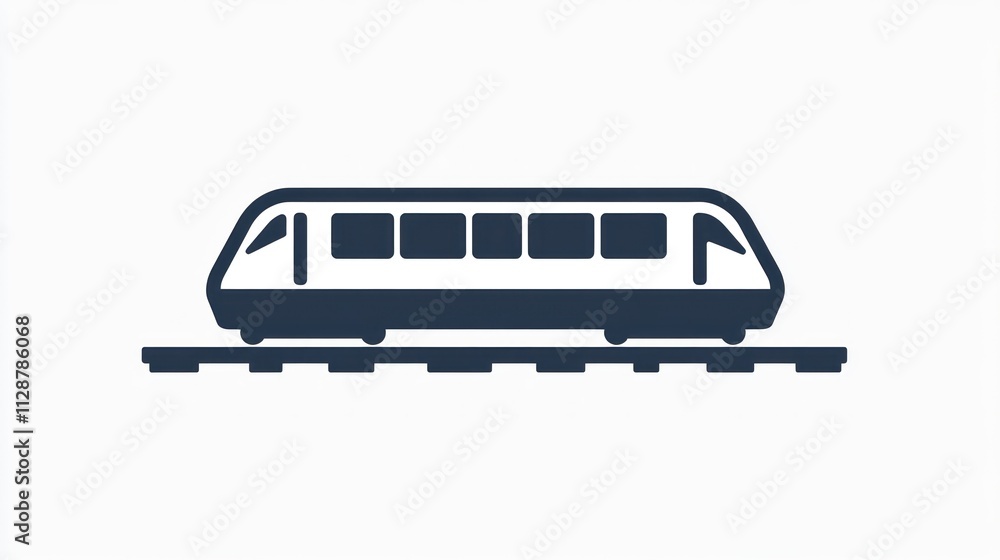 Modern Train Icon on Railway Tracks Illustration Modern Train Icon on Railway Tracks Illustration