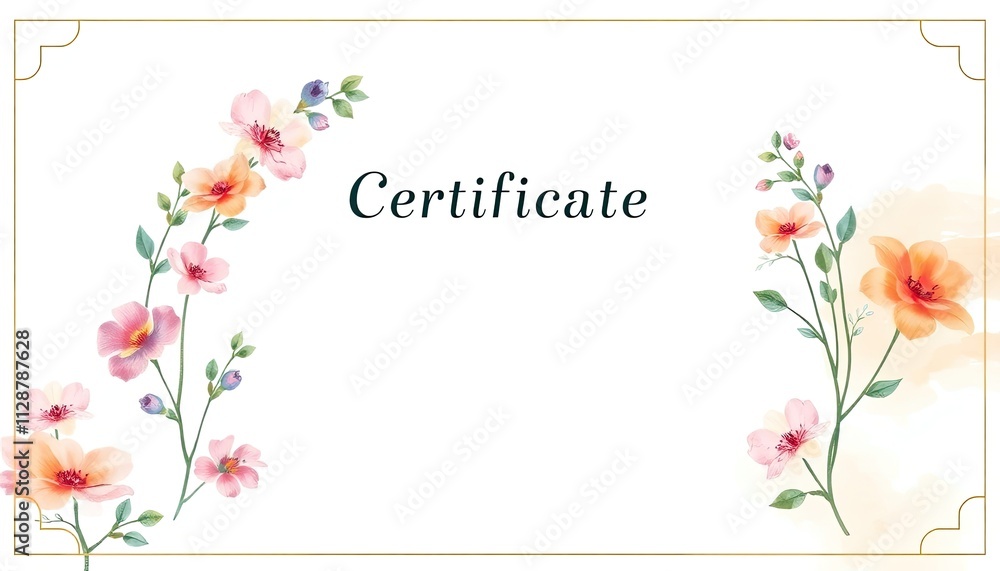 certificate background featuring botanical watercolor designs with soft pastel tones, certificate desain, certificate border certificate background featuring botanical watercolor designs with soft pastel tones, certificate desain, certificate border
