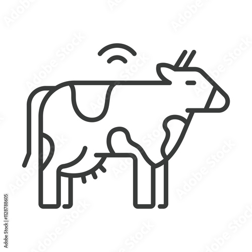 Smart farming livestock icon in line design. Smart, farming, livestock, agriculture, animals, monitoring, IoT on white background vector. Smart farming livestock editable stroke icon