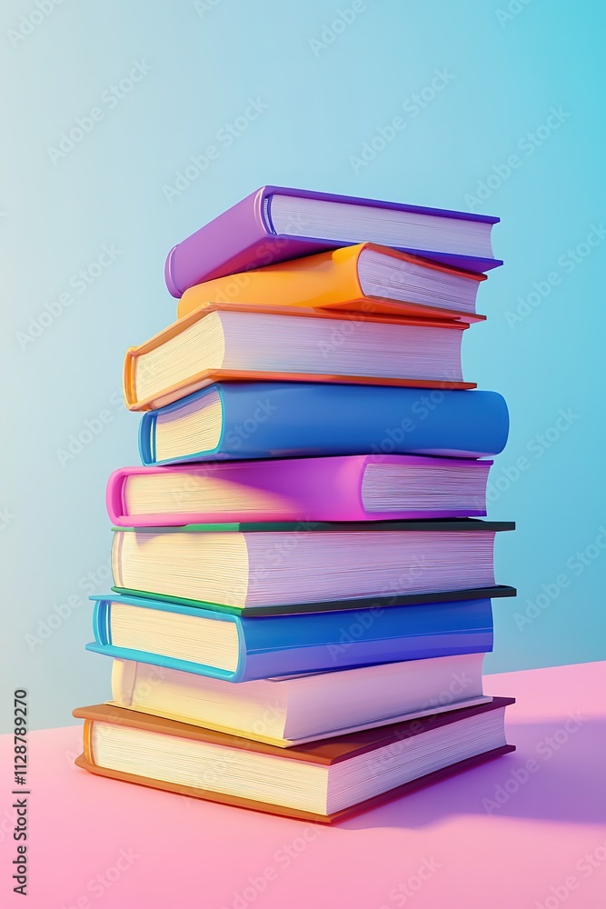 Colorful stack of books on pastel background, representing knowledge and education. Colorful stack of books on pastel background, representing knowledge and education.