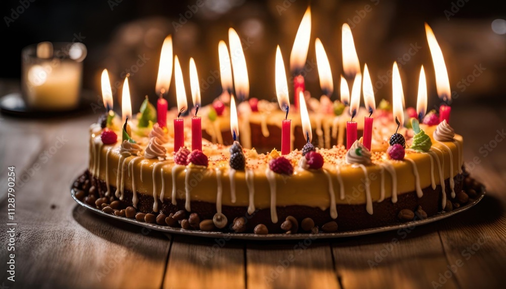 Close-Up Shot of Happy Birthday Cake with Colorful Burning Candles Festive Decorations with Sprinkle
Close-Up Shot of Happy Birthday Cake with Colorful Burning Candles Festive Decorations with Sprinkle