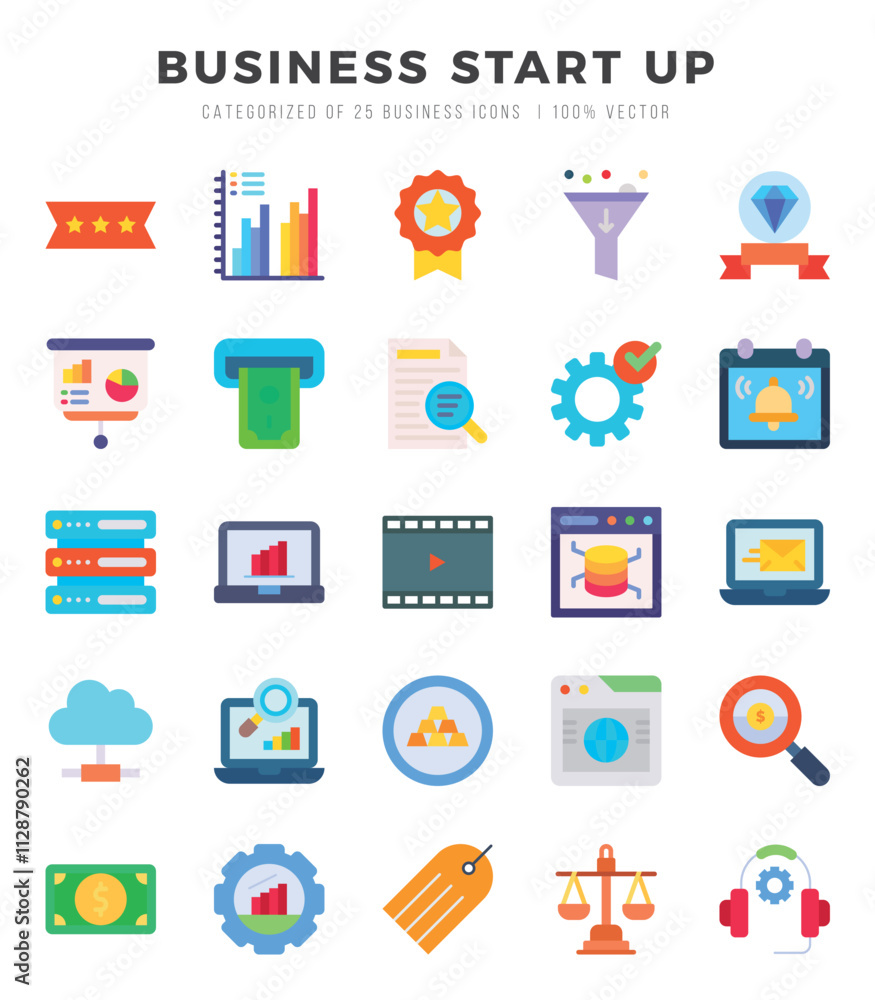 Business Start Up Icons Pack. Flat icons set. Flat icon collection set. Simple vector icons. Business Start Up Icons Pack. Flat icons set. Flat icon collection set. Simple vector icons.